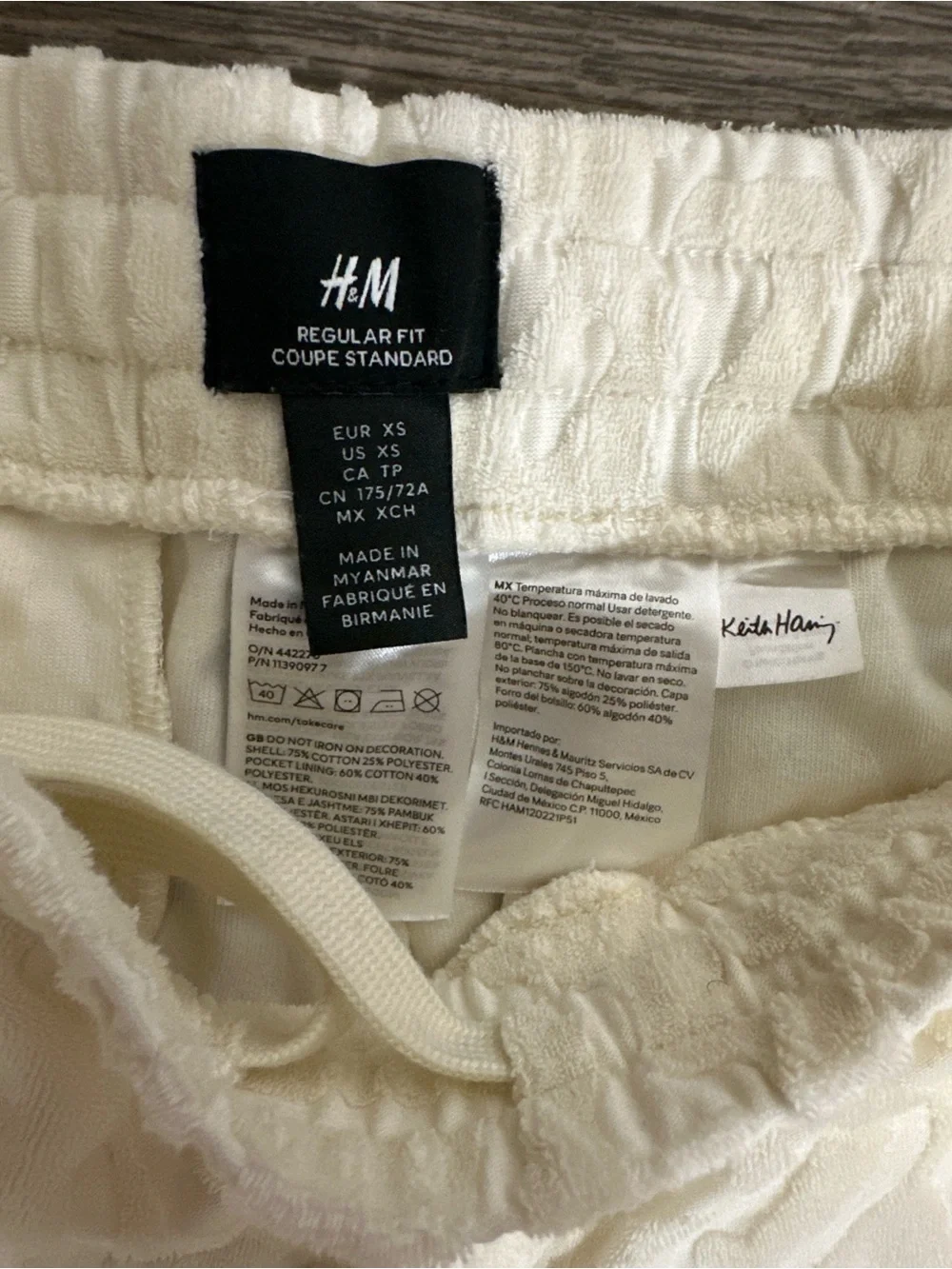 H&M Cream Quilted Terry Knit Men's Athletic Shorts - Picture 3 of 4